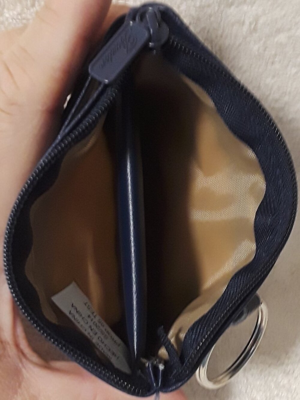 2 Pc: Buxton Genuine Leather ID Wallet Coin Purse Key Ring Navy Blue 5 x 4 - Picture 6 of 11